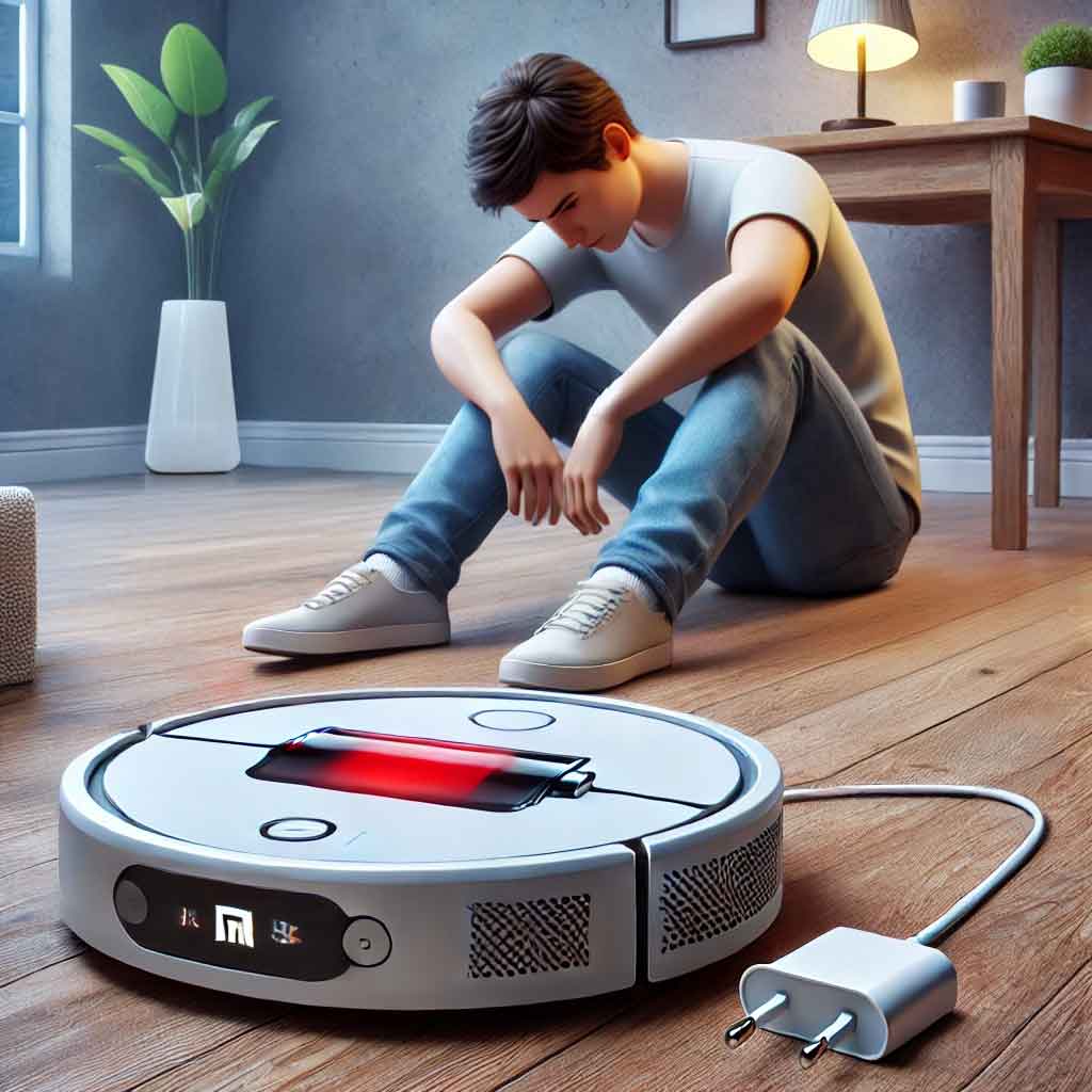 Xiaomi Robot Süpürge Sürekli Şarj Ediliyor Diyor: Batarya Sorunları ve Çözümleri 1 robot süpürge batarya sorunlarını gösteren görsel